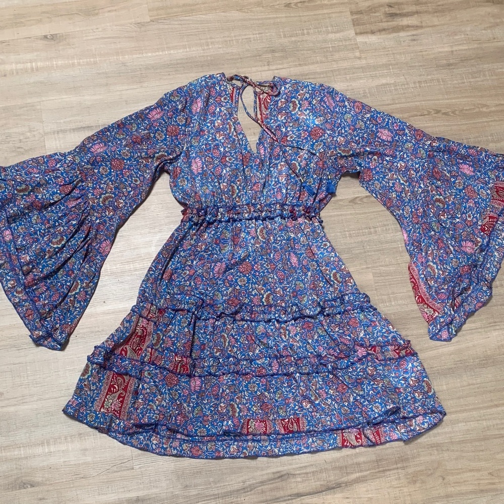 Beautiful Boho Dress, Flared Drapey Sleeves
